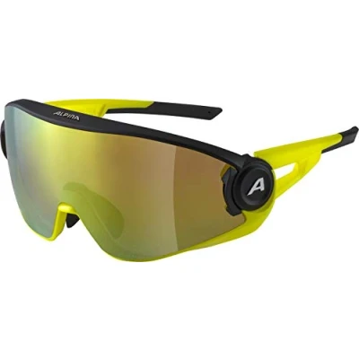 Image of ALPINA Unisex Adult, 5W1NG Q+CM sports glasses, black matt neon yellow, One Size
