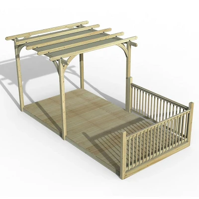 Image of 8&#039; x 16&#039; Forest Pergola Deck Kit with Retractable Canopy No. 3 (2.4m 4.8m)