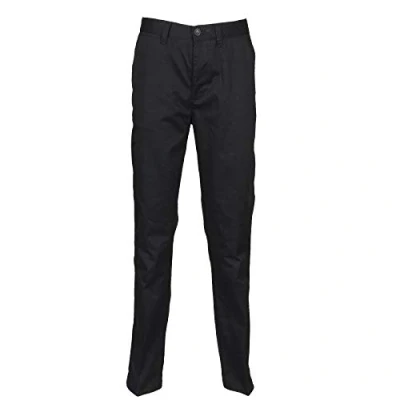 Image of Henbury Mens 65/35 Flat Fronted Chino Trousers (34L) (Black)
