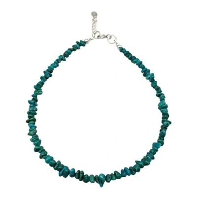 Image of 81stgeneration Women&#039;s 925 Sterling Silver Turquoise Chip Beaded Anklet Ankle Bracelet, 9 + 0.5&quot;