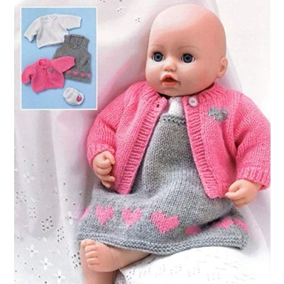Image of Sirdar/Hayfield Bonus DK Knitting Pattern 2485 Baby Dolls Pinafore, Cardigan, Top and Pants
