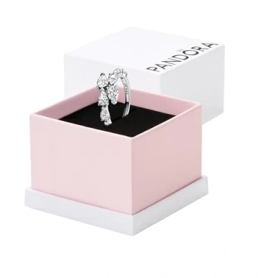 Image of Pandora Timeless Sterling silver Sparkling Overlapping band ring with clear cubic zirconia, 54
