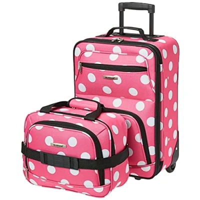 Image of Rockland Fashion Softside Upright Luggage Set, Pink Dots,One Size