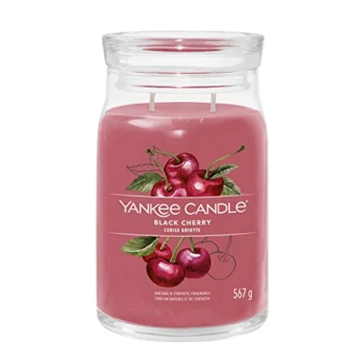 Image of Yankee Candle Signature Scented Black Cherry Large Jar with Double Wicks Soy Wax Blend Long Burning