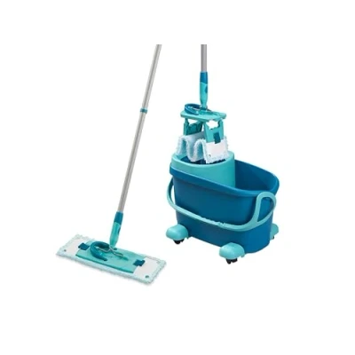 Image of Leifheit Clean Twist M Ergo Mobil Mop and Bucket Set, mop, Moisture controlled Spin, Faster cleaning Spin Easy steer Micro Fibre Head with 360 Joint, Wheels, 33 cm Wide
