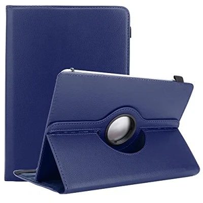 Image of Cadorabo Tablet case compatible with Lenovo Yoga Tab 2 (10.1 inch) in DARK BLUE Protective cover made of synthetic leather stand function 360 degree elastic band