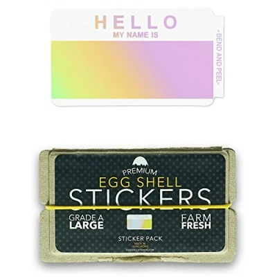 Image of Egg Shell Stickers &#039;Hello My Name Is&#039; Hologram 50 Pieces 10cm x 6cm