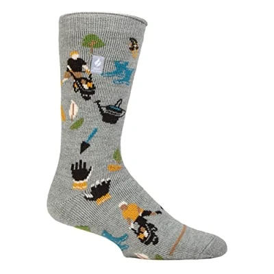 Image of HEAT HOLDERS Mens Fun Hobby Socks Lite Novelty Fluffy Fleece Lined Thermal for Winter (UK, Numeric, 6, 11, Regular, Gardening)