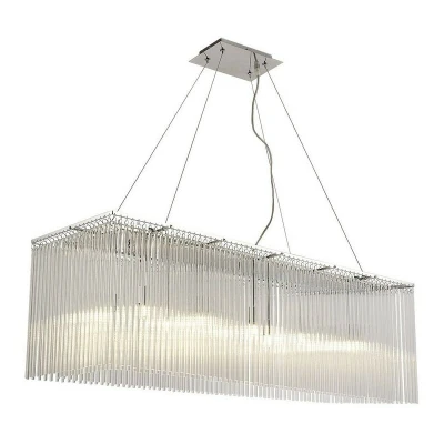 Image of Zanthe Ceiling Pendant Rectangular 10 Light Polished Chrome, Clear Glass