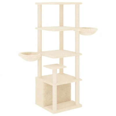Image of vidaXL Cat Tree with Sisal Scratching Posts Cream 147 cm