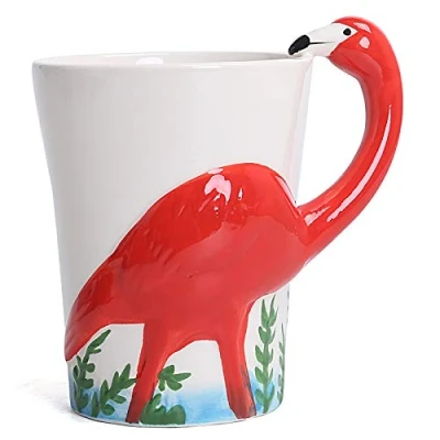 Image of ZPPLD 3D Flamingo Mug,Coffee Mug,400ml Ceramics Coffee Cup,Stoneware Mugs,Tea Mugs,Porcelain Mug,Cappuccino Cups