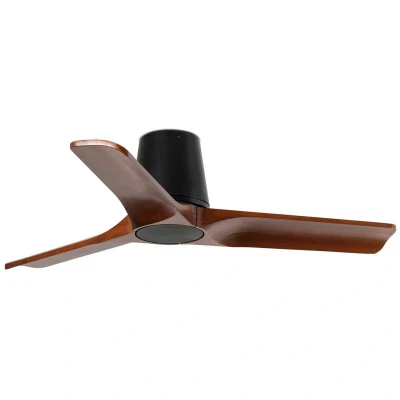Image of Heywood Tub Small 3 Blade Ceiling Fan Matt Black, Walnut