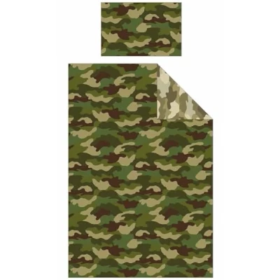 Image of Price Right Home Army Camouflage Green Kids/Teens Bedroom Range Duvet Cover Set, Fitted Sheet Set &amp; Curtains Available (Single Set)