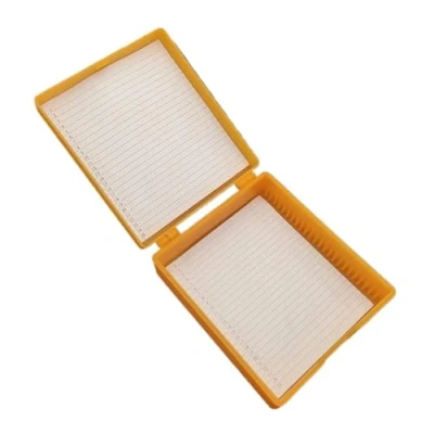 Image of Plastic Microscope Glass Slide Box 25pcs Biological Slices Storage Case Holder For Prepared Slides