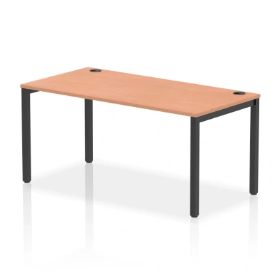 Image of Impulse Bench Single Row 1600 Black Frame Office Desk Beech