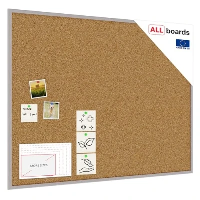 Image of ALLboards Cork Board with Wooden Natural Grey Frame 120x90cm, Corkboard Bulletin Notice
