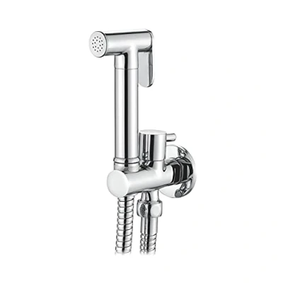 Image of Ibergrif M22015R Concealed Handheld Bidet Sprayer Kit, Muslim Spray with Shattaf Sprayer, Shower Hose, Single Cold Water Only, Chrome, Silver