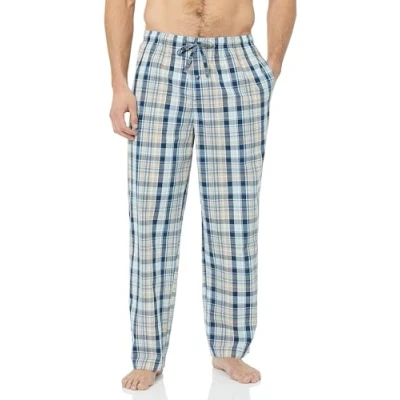 Image of Amazon Essentials Men&#039;s Straight Fit Woven Pyjama Bottoms, Blue Light Orange Madras Plaid, M