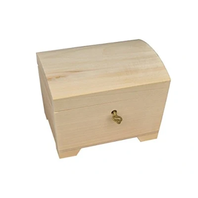 Image of DECOCRAFT NATURAL PLAIN WOOD/WOODEN BOX HINGED LOCKABLE JEWELLERY PSK20