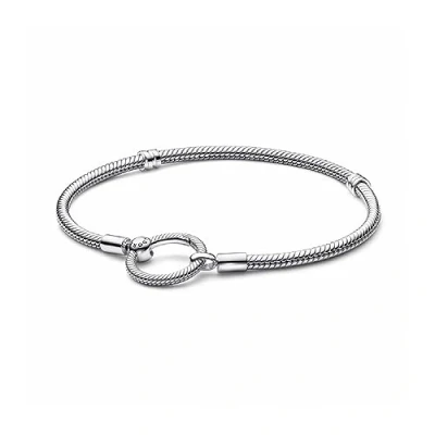 Image of Pandora Moments Snake chain sterling silver bracelet and O clasp, 18