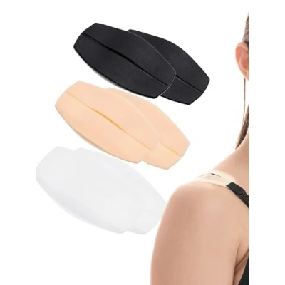 Image of Herzmutter Bra Strap Cushions Non Slip Silicone Pads Shoulder Pain Relief Black, Beige, White Pack of 6 9300