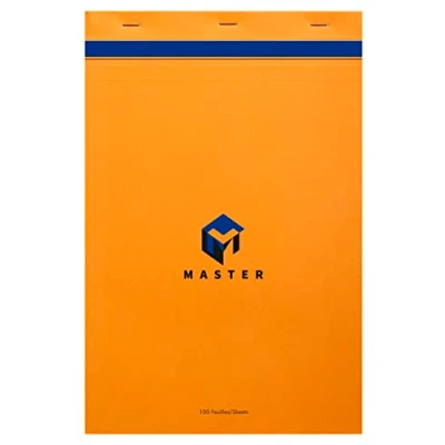 Image of Clairefontaine Ref 10714C Calligraphe Master Head Stapled Desk Pad Notepad (100 Sheets) A4+ Sized, 5/5 Squared Rulings, 70gsm Superfine Vellum Paper