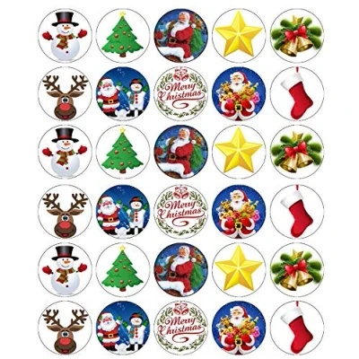 Image of 30 Christmas Santa Cupcake Toppers Edible Wafer Paper Fairy Cake Birthday Cakes