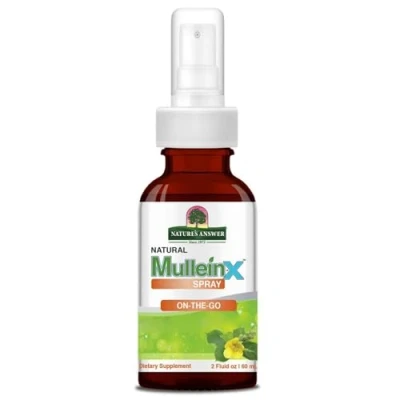 Image of Nature&#039;s Answer, Mullein X Throat Spray, Without Alcohol, 60ml, Vegan, Vegetarian, Lab Tested, Gluten Free, SOYA GMO Free