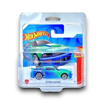 Image of Hot Wheels &#039;07 Ford Mustang (Blue &amp; Green (Falken Tyres)) 4/10 Then and Now 2023 205/250 (Short Card) COMES IN A KLAS CAR KEEPER PROTECTIVE COLLECTORS CASE HKJ43