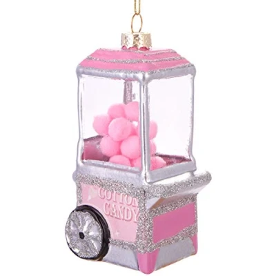 Image of BRUBAKER Candy Cart Pink Hand Painted Glass Christmas Bauble Mouthblown Tree Ornaments Figures Funny Decoration Pendant Ball 4.3 inches (11 cm)