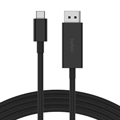 Image of Belkin USB Type C to DisplayPort 1.4 Cable 6.6ft/2m, 32.4Gbps, 8K@60Hz or 4K@144HZ, with HBR3, DSC, HDCP 2.2, DP Alt mode, Backwards Compatible, Works Windows, MacOS, iPadOS, Android, and More