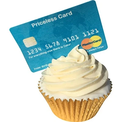 Image of Pre Cut Edible Wafer Credit / Debit Card Priceless Pack of 6 Full Sized Tasty Cake Decorations Toppers 201 714 by CDA Products (Plastercard not MasterCard!)