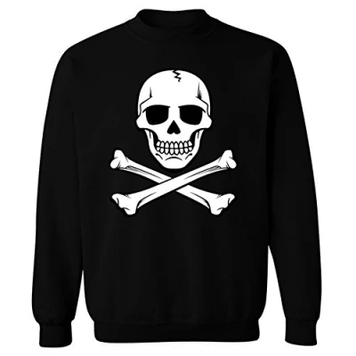 Image of Flip Youth Kids Childrens Skull and Crossbones Pirate Crew Neck Sweatshirt Black 9 11 Years (L)