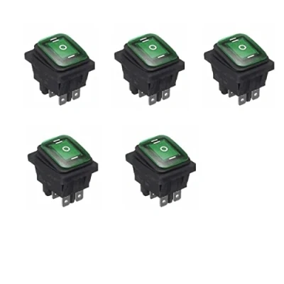 Image of WANGCL 5PCS LED Waterproof Toggle Switch 12V ON/OFF/ON 3 Position Rocker Buttons 6 Pins for Car Boat Truck KCD4 Green