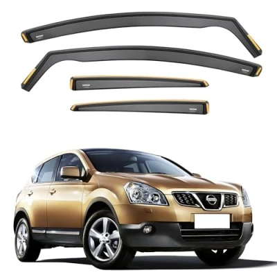 Image of iSpeed Wind Deflectors For Nissan Qashqai mk1 2007 2013 5 Door SUV 4pc Set Keep Your Car Ventilated In Rain Reduce Turbulence Tinted Channel Type