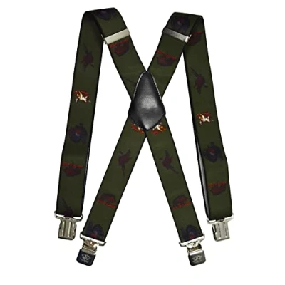 Image of Olata Men&#039;s Adjustable Heavy Duty X Shape Hunting Braces/Suspenders with Embossed Clips 4cm. Game Animals