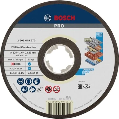 Image of Bosch Professional 2608619270 Straight Cutting Disc Expert (for Multi Material, X LOCK, Diameter 125 mm, Bore Diameter: 22.23 Thickness: 1.6 mm)