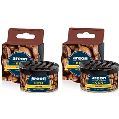 Image of Areon Ken Car Air Freshener Coffee Home Tin Can Mini Top Up Adjustable Vented Lid 3D Multi Pack Set of 2