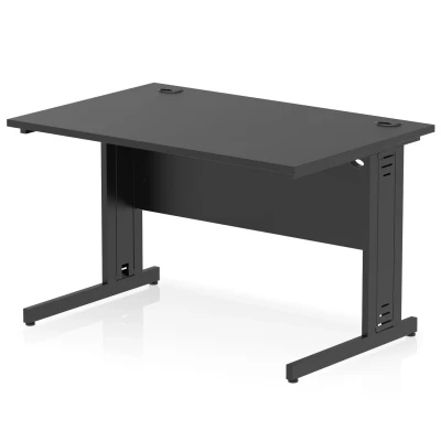 Image of Impulse 1200x800mm Straight Desk Black Top Cable Managed Leg