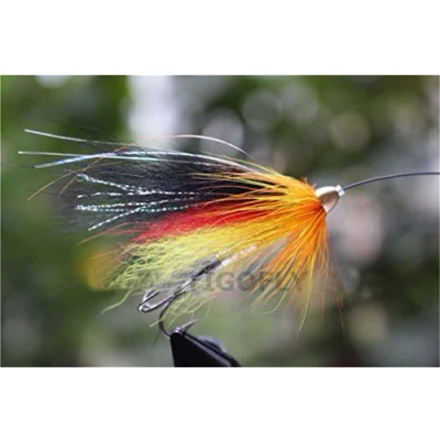 Image of Tigofly 24 pcs/lot Yellow&amp;Black Feather Cone Head Tube Fly Streamer Salmon Trout Steelhead Fishing Flies Lures