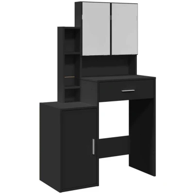 Image of vidaXL Dressing Table with Cabinet Black 80x35x132 cm