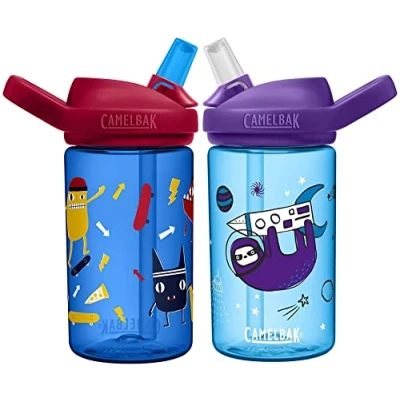 Image of Camelbak 2 Eddy+ Kids Straw Bottles Explorer &amp; Skater/Twin Pack Children Child Boy Girl Junior Infant Flask Drink Water Juice Cup BPA Free Non Leak Spill School Safe Reusable Eco Friendly