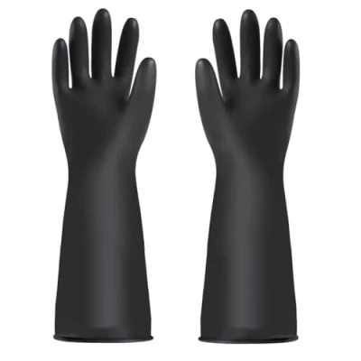 Image of YONG SHENG Heavy Duty Latex Gloves, Chemical Resistant Industrial Resist Strong Acid, Alkali and Oil, Rubber Garden Gloves (Thicker, 35CM)