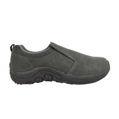 Image of PDQ Mens Twin Gusset Slip On Real Suede Casual Shoes Grey 10 UK