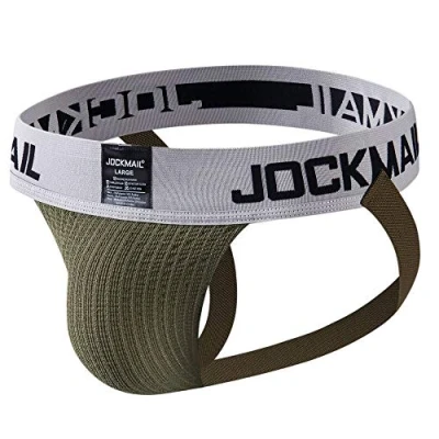 Image of JOCKMAIL Mens Jockstrap Athletic Supporter Underwear Sport Jock Strap Brief (L, Army Green)