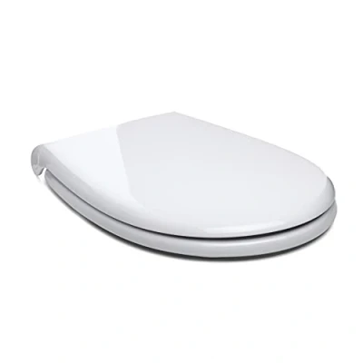 Image of TATAY Toilet seat, with controlled fall, elegant design, super flat, made of anti bacterial PP, colour: white glossy finish. Robust and highly impact resistant