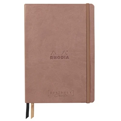 Image of RHODIA 194444C Bullet Journal Goalbook Creation Rigid Notebook Rosewood A5 15.5x21x2 cm Dotted Dot 160 pages Clairefontaine Maya Smooth Black Paper 120 g/m Faux Leather Cover