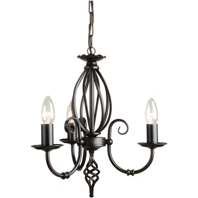 Image of Artisan Chandelier 3 Light Black Finish, E14