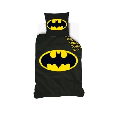 Image of SAHINLER créateur d&#039;univers Batman Logo Duvet Cover 140 x 200 cm + 1 Pillowcase 63 100% Cotton Black