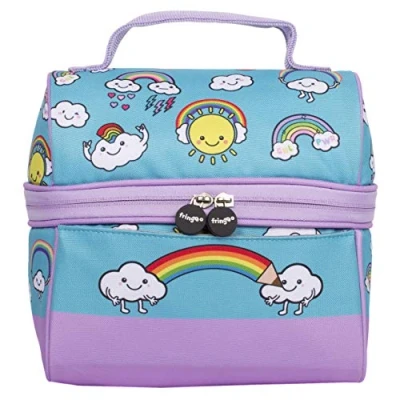 Image of Fringoo Boys Girls Lunch Bag Thermal Insulated Retro Food Carrier School Box for Kids Nursery Lunchie Picnic (Rainbow World)
